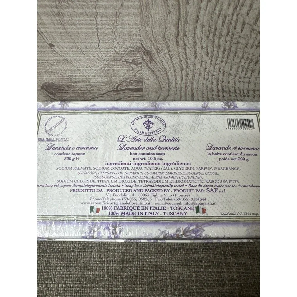 La Saponeria Firenze Lavender & Turmeric Scented Soap Made In Italy Gift Box